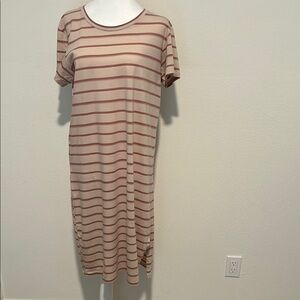 Patagonia Cream Pink Cuffed Sleeve Midi Dress